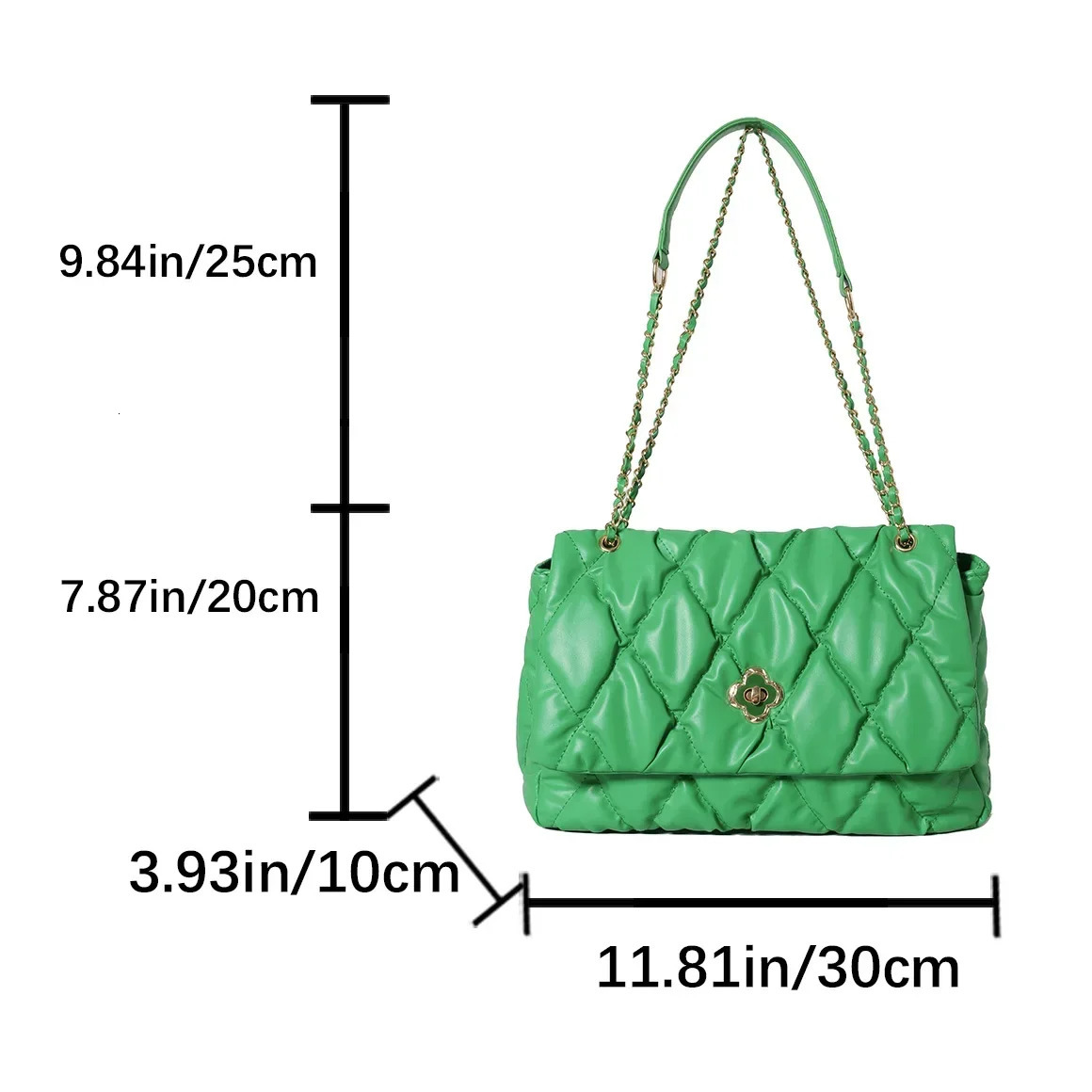 Handbags Women Bags Lady Green Quilted Shoulder Crossbody Bags Pu Leather Women Underarm Handbags 250807
