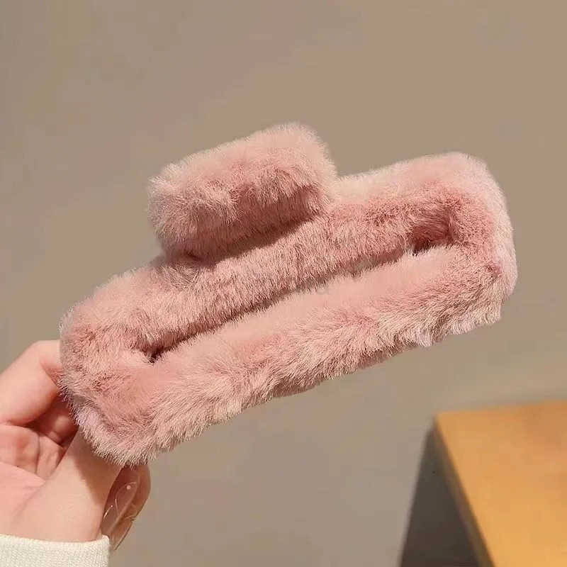 11CM PLUSH Square Hair Claw Clip Korean Colorful Simple Versatile Grab Clip Fashion Clip Girl Hair Accessories Decoration U250807