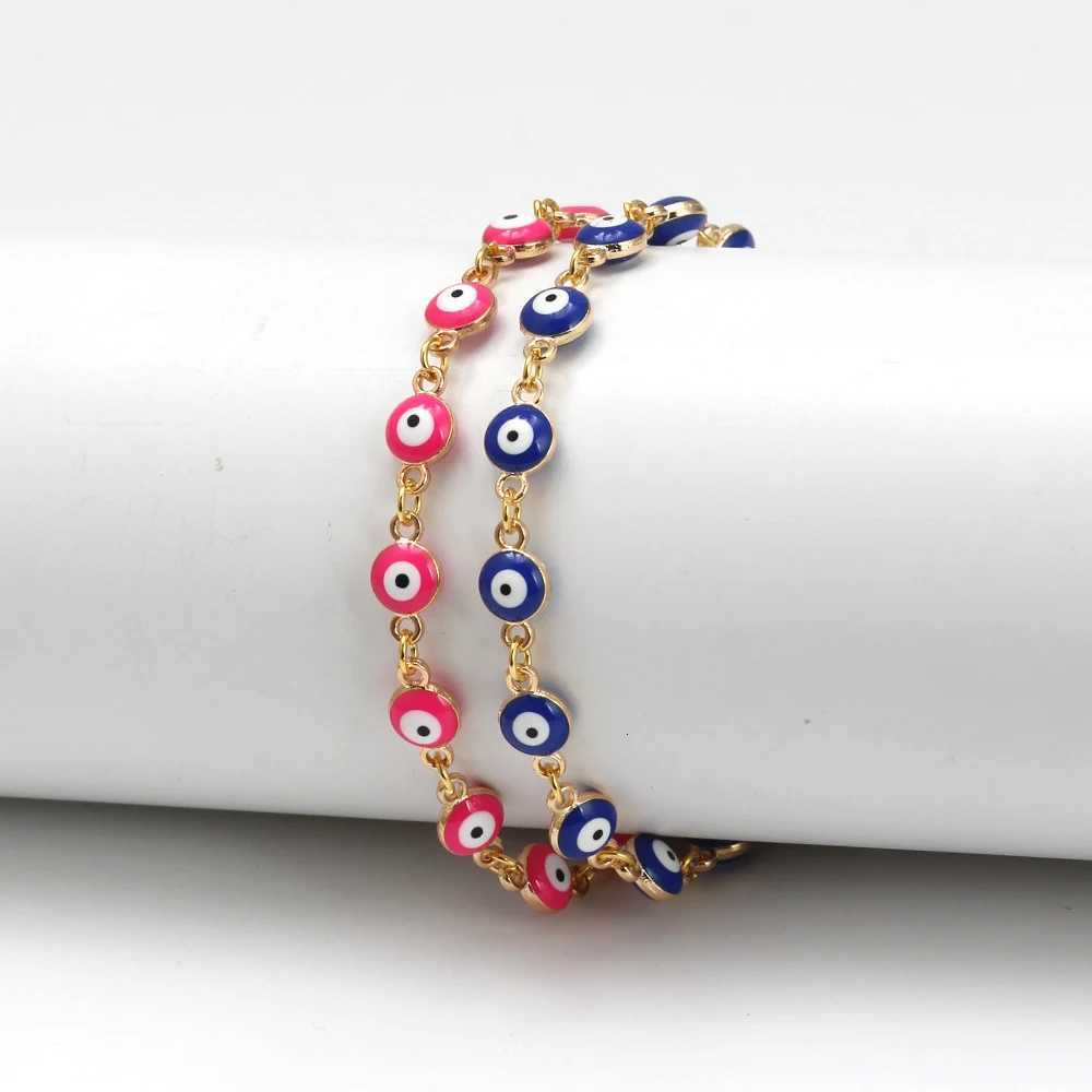 EVIL EYE Adjustable Alloy Foot Chain Women Anklet Drop Oil Turkish Evil Eye Anklet tobilleras mujer chaine de cheville Y250805