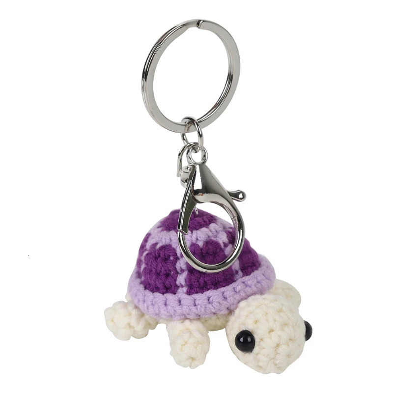 Cute Little Turtle Car Keychain Mini Turtle Handmade Wool Crochet Backpack Hanging Cute Keychain 250807