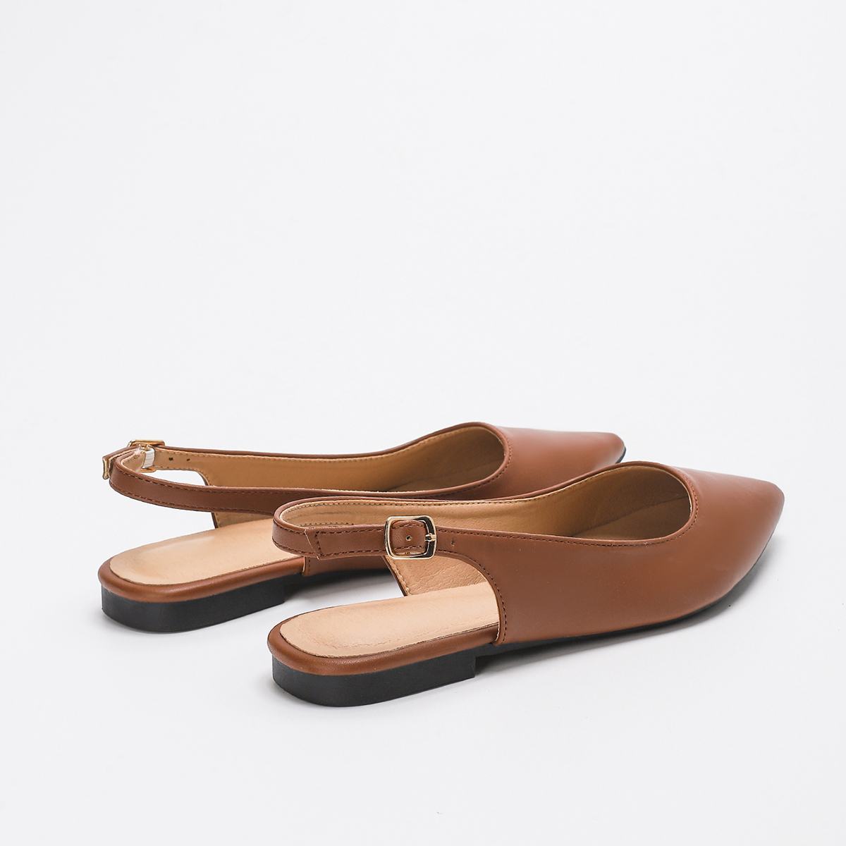 Sandals Brown solid color casual commuting women's flat shoes with exposed heels and comfortable insoles