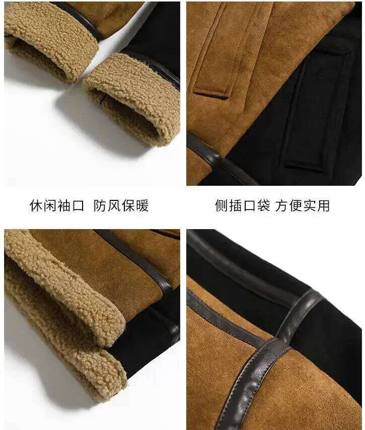 Designer Clothing 2025 Fleece Cashmere Outwear Fashion Parkas Men Brand Clothing Lamb Wool Parka Male Casual Jacket Windbreaker