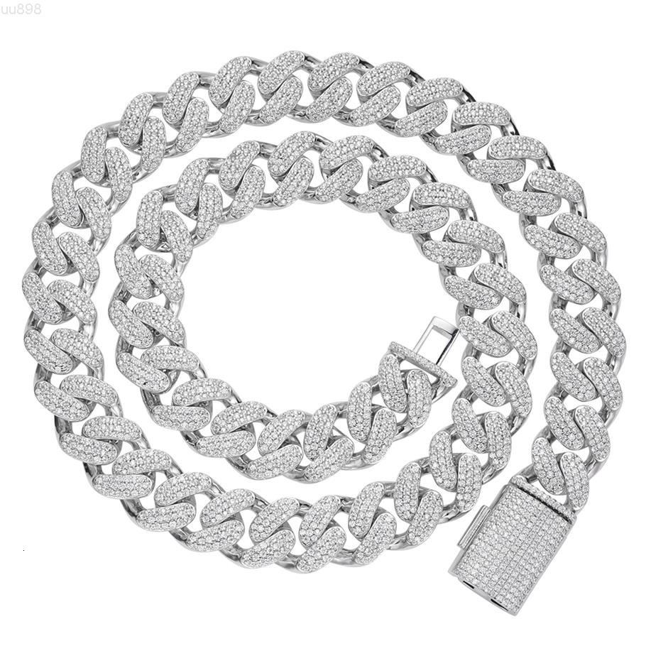Wholesale Rapper Hiphop Jewelry 14mm VVS Moissanite Diamonds 925 Silver Miami Cuban Link Chains Necklace for Men