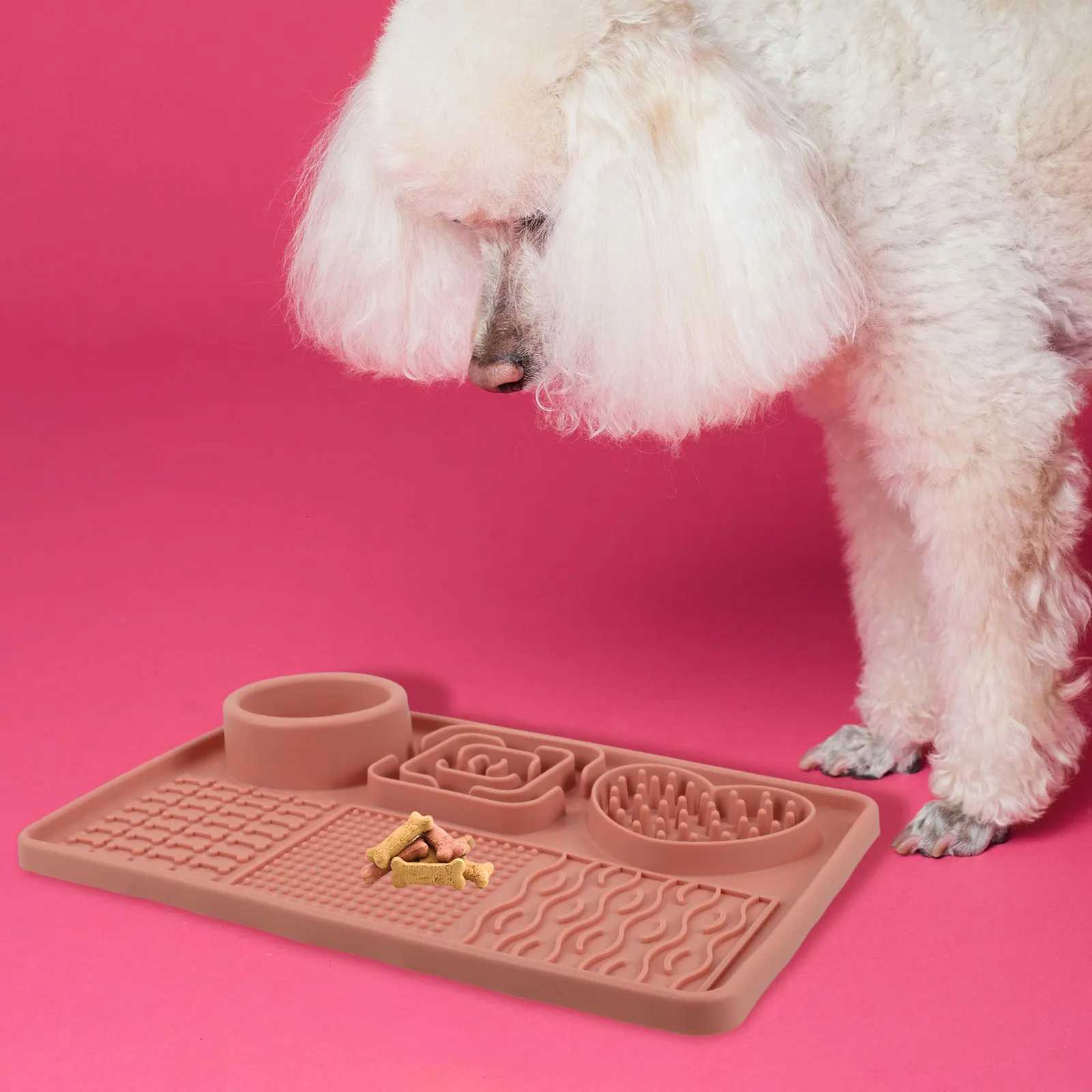 Pet Licking Pad Silicone Dog Cat Food Mat Suction Cup Large Pink Slow Feeder Training Calm Choking Prevention Washable Reusable Y250806