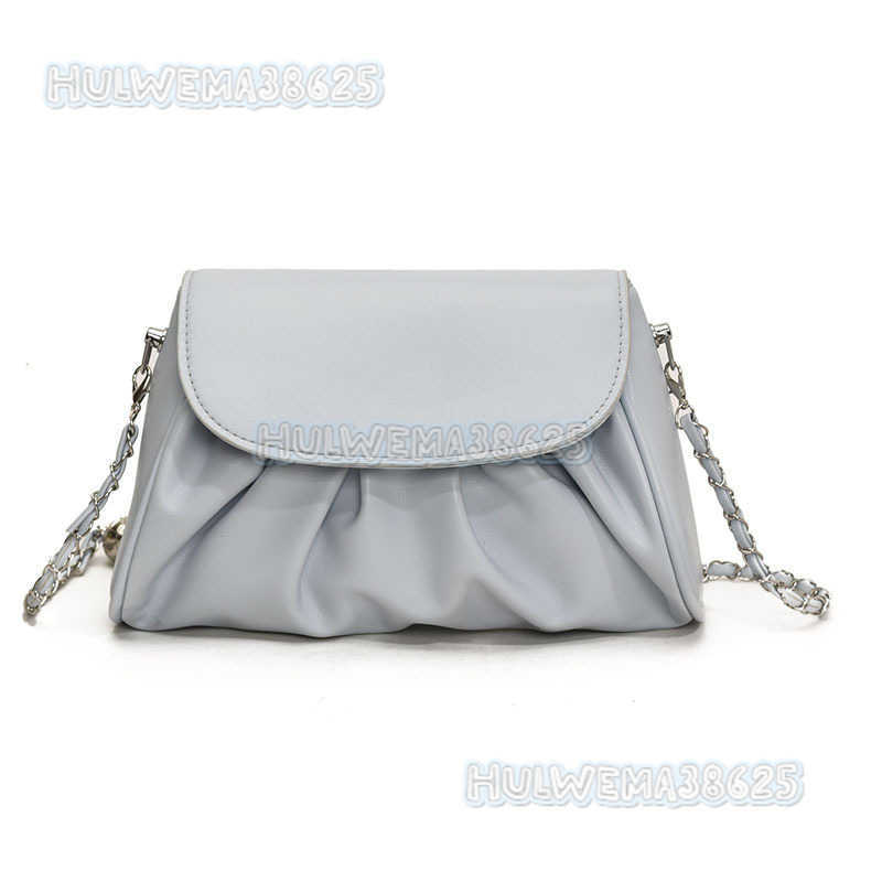 Fashionable Womens Bag 2025 Spring New Solid Color Pleated Handbag Cute Simple Chain Shoulder Crossbody Bag H250806