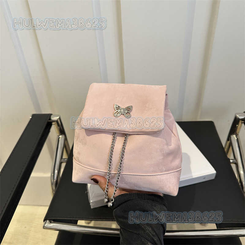 Butterfly Knot Womens Bag 2024 New Solid Color Simple Elegant Chain Fashion Niche Design Versatile Backpack H250806