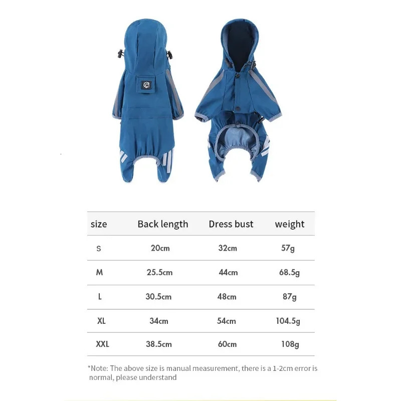 Dog Raincoat Reflective Waterproof Pet Clothes for Chihuahua Husky Rain Coat Small Medium Dogs Jumpsuit Raincoat Dogs Overalls 250805