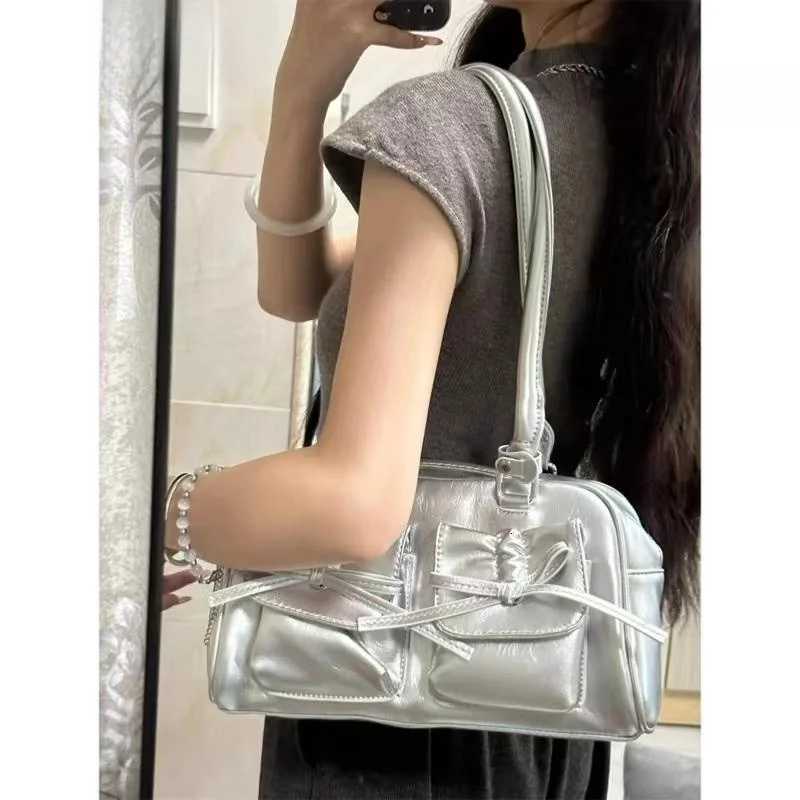 Ele Knot Ballet Bowling Bag Womens 2025 New Commuter Shoulder Handbag Versatile Fashion Soft PU Leather Z250807