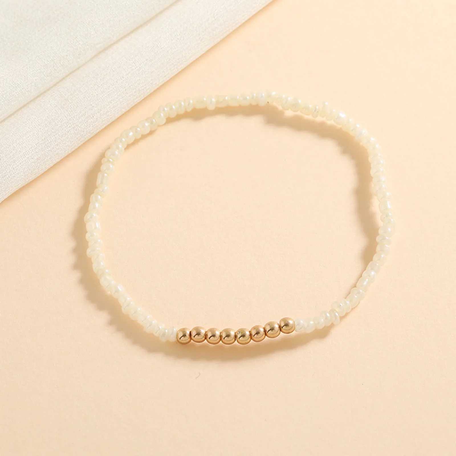 Summer Bohemian Anklet Stained Glass Rice Beads Elastic Star Moon Pendant Cherry Handmade Anklet Foot Leg Jewelry Y250805