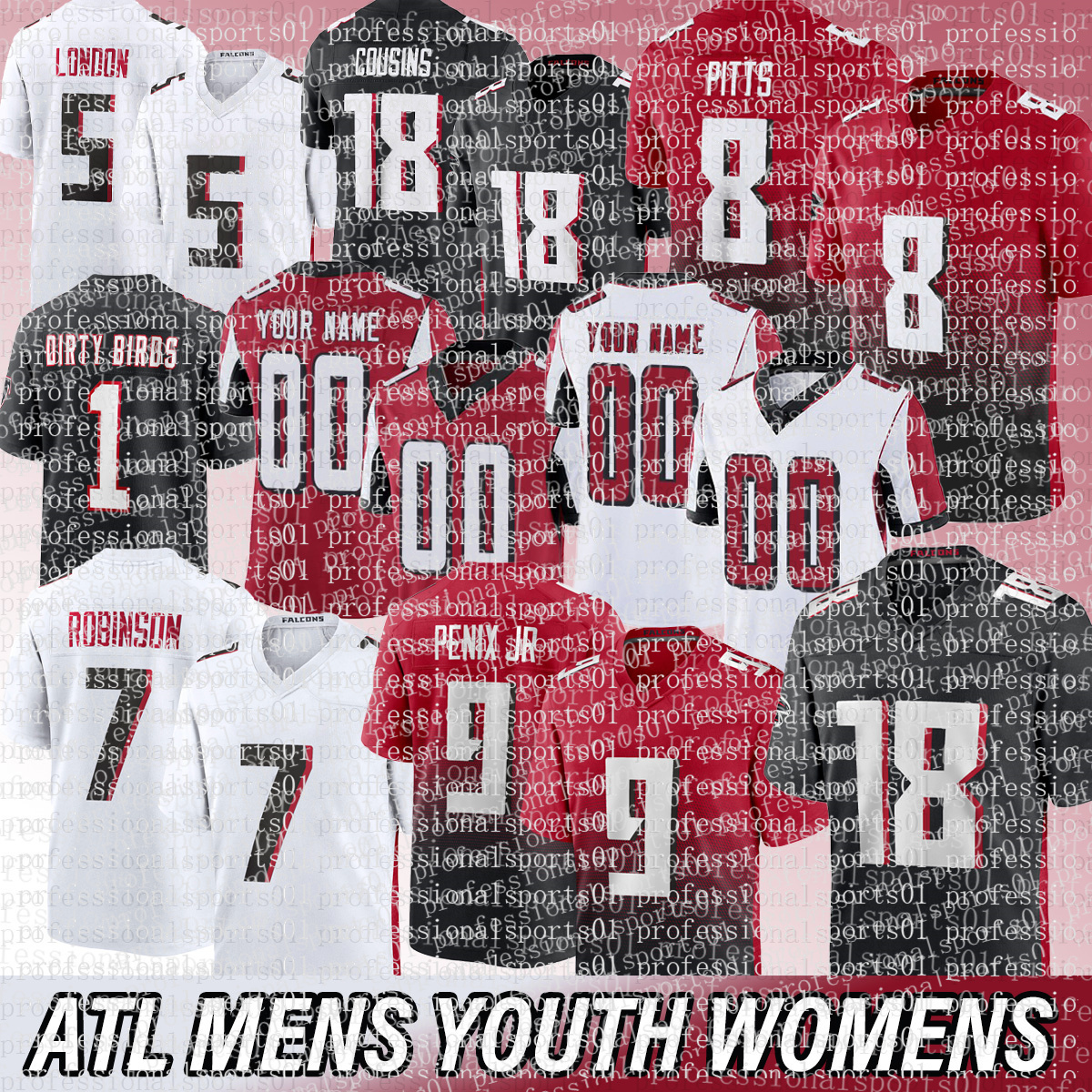 AtlantacityFalcons Jersey Atlantacity Falcon jersey Kirk Cousins Jersey Bijann Robinsonn Darnell Mooney Tyler Falcones Football Jerseys