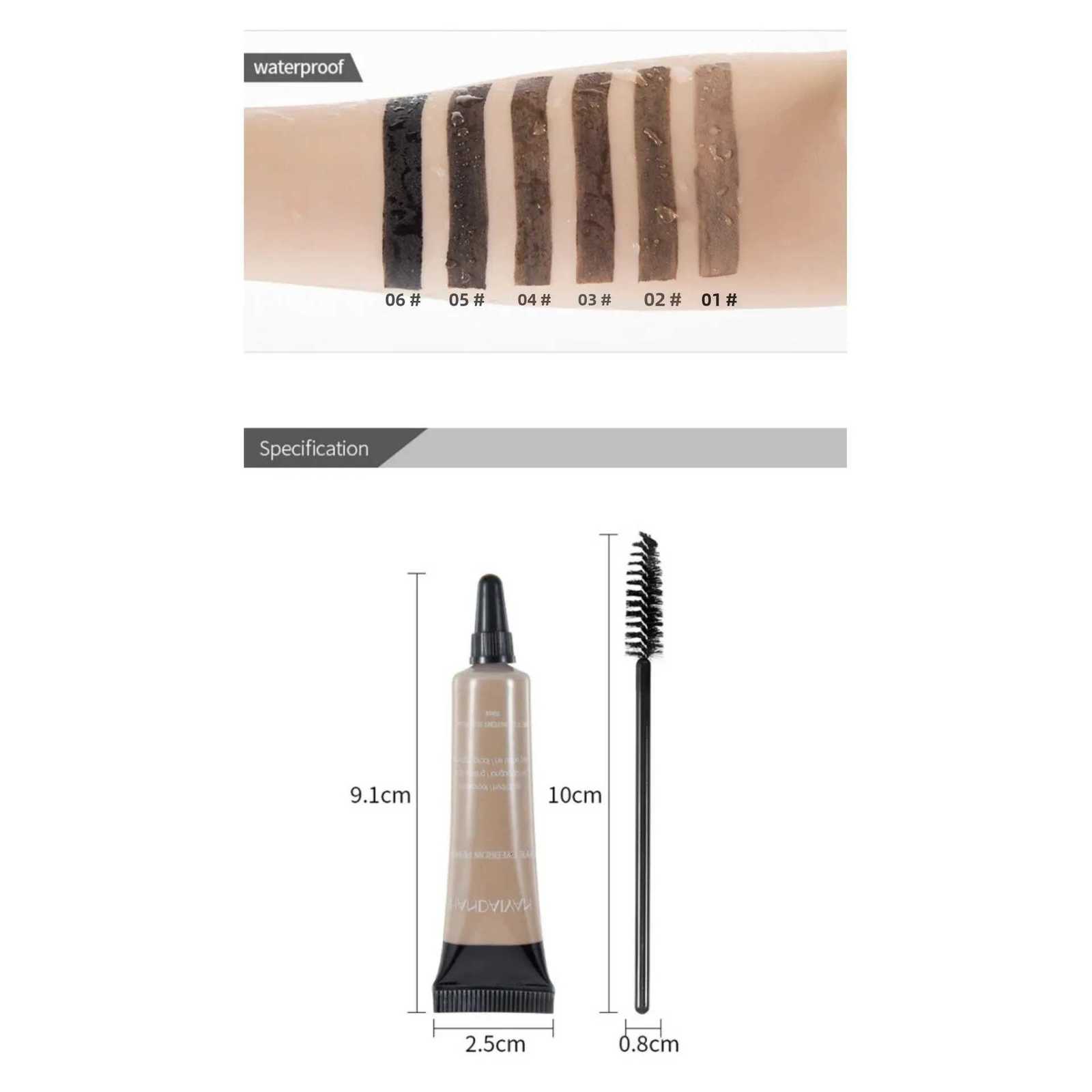 Natural Eyebrow Tint Gel Waterproof Smudge Proof sh Shades Pigmented Cream Enhancer with Dual Ended Brush W250807