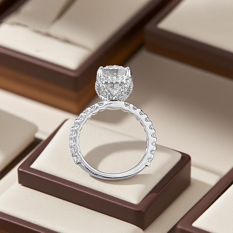 Hui Zhi Wing Jewelry New S Silver 5 Fat Square Ice Flower High Carbon mond Ring for Women Fashion Simple Style