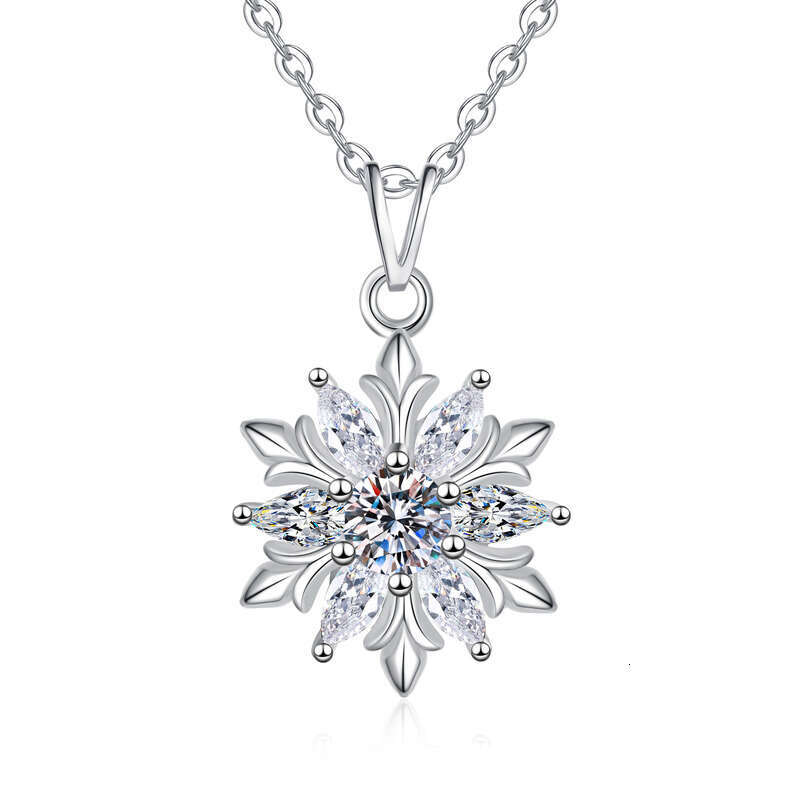 Moissanite S Sterling Sier Romantic Snowflake Necklace Fashionable Light 2025 New Style Elegant Collarbone Chain for Women