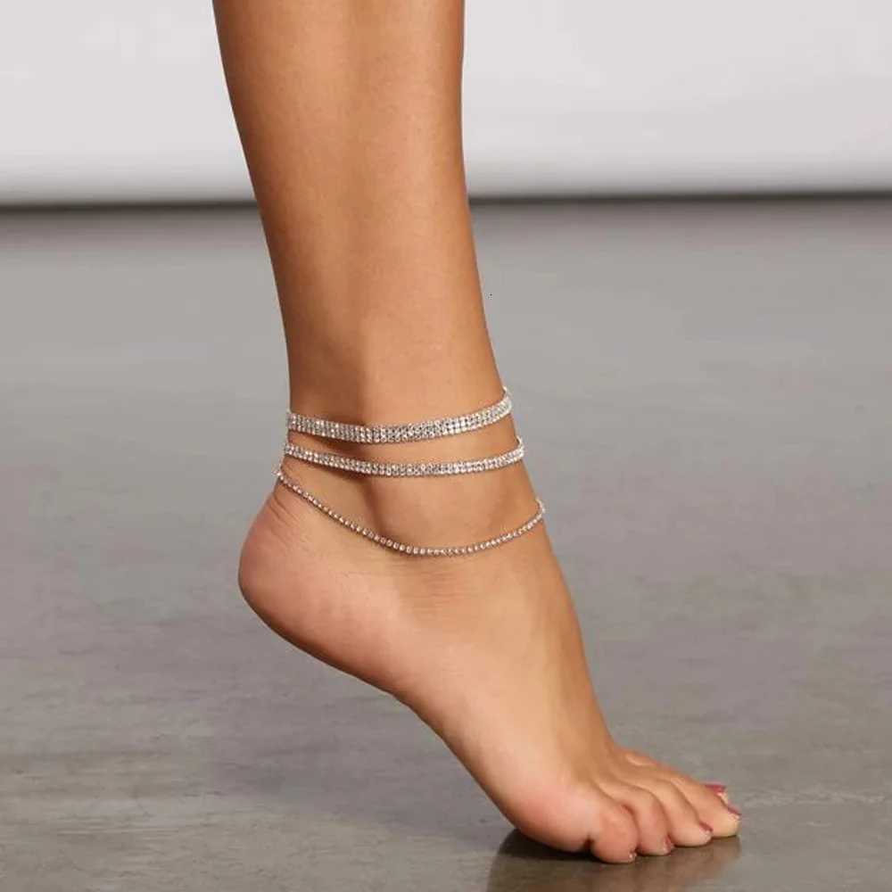 Stonefans Bling Layered Barefoot Anklet for Women s Jewelry Leg Rhinestone Foot Chain Summer Beach Jewelry Gifts Holiday Y250805
