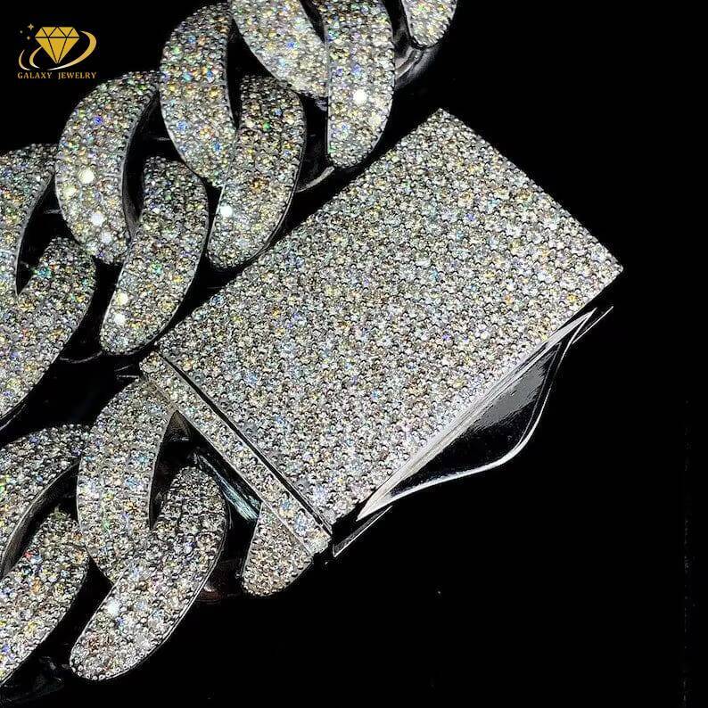 Best Price Custom 3rows Iced Out Miami Cuban Bracelet Vvs Vs Moissanite Diamond 100% Pass Diamond Tester Cuban Link Bracelet
