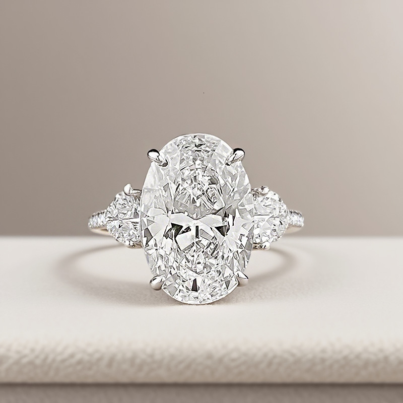 Hui Zhi Wing Jewelry New S Silver Pigeon Egg 10*15 Large Oval Ring Model