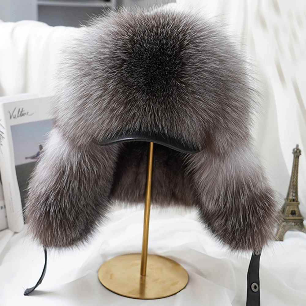2025 Cap 100% Raccoon Dog Full Fur Fox Fur Hat Mens Fur Ear Protection Winter Thickened and Warm Russian Hat Mens Trend 250806