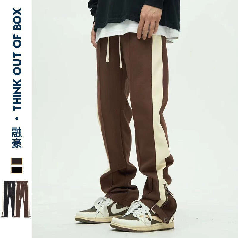 Striped With Ankle Zipper 2023 Autumn Winter New Casual Loose Jogger Pants Trendy Men's Trousers B5