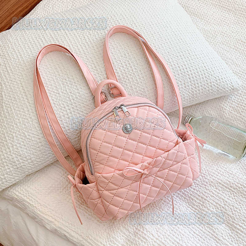 Quilted Embroidery Womens Bow Backpack 2024 Spring Summer New Versatile Casual Bag Style School Bag H250806