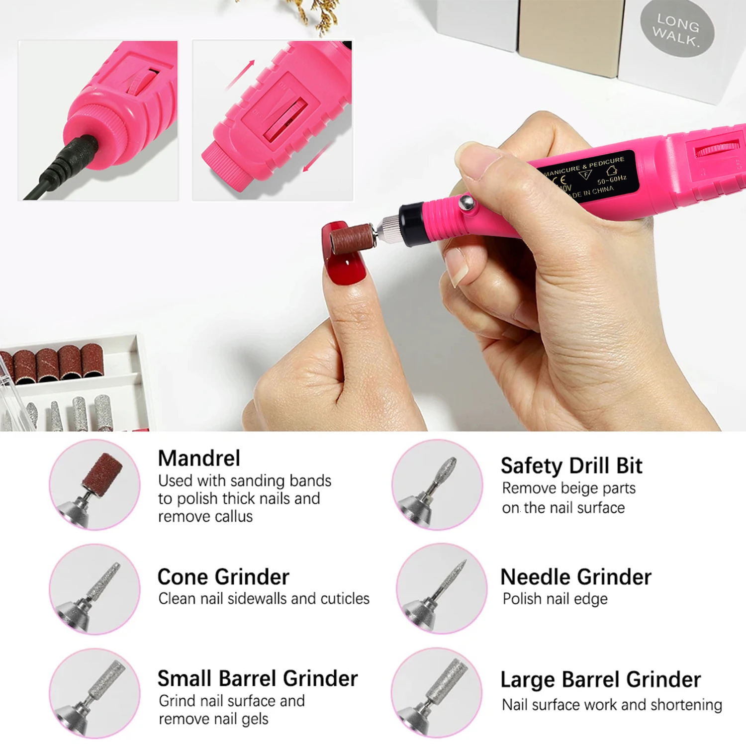 Nail Sander Set Electric Nail Drill Machine Grinding Equipment Milling Cutter For Manicure Pedicure Strong Polishing Tools 250807