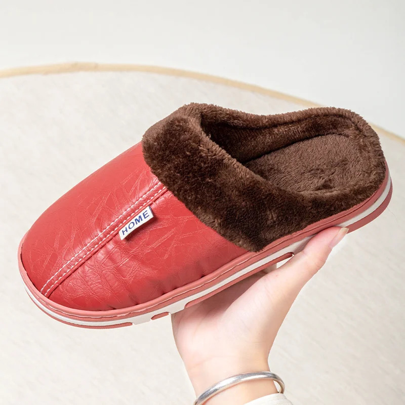 Mens Soft Plush Cozy House Casual Slippers Waterproof -skid Slip-on Shoes Fuzzy Lining Indoor Walk Autumn Winter Couples 250805