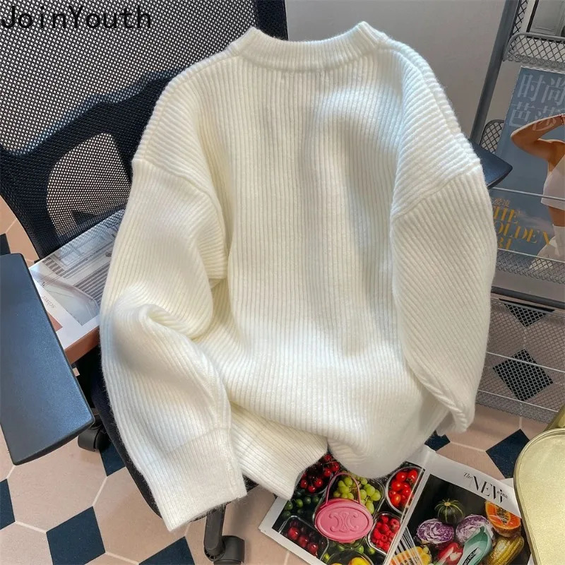 Streetwear Oversized Pullovers Women Clothing Patchwork Denim Casual Jumper Sueter Mujer Vintage Fashion Knitted Sweater Coat 250804