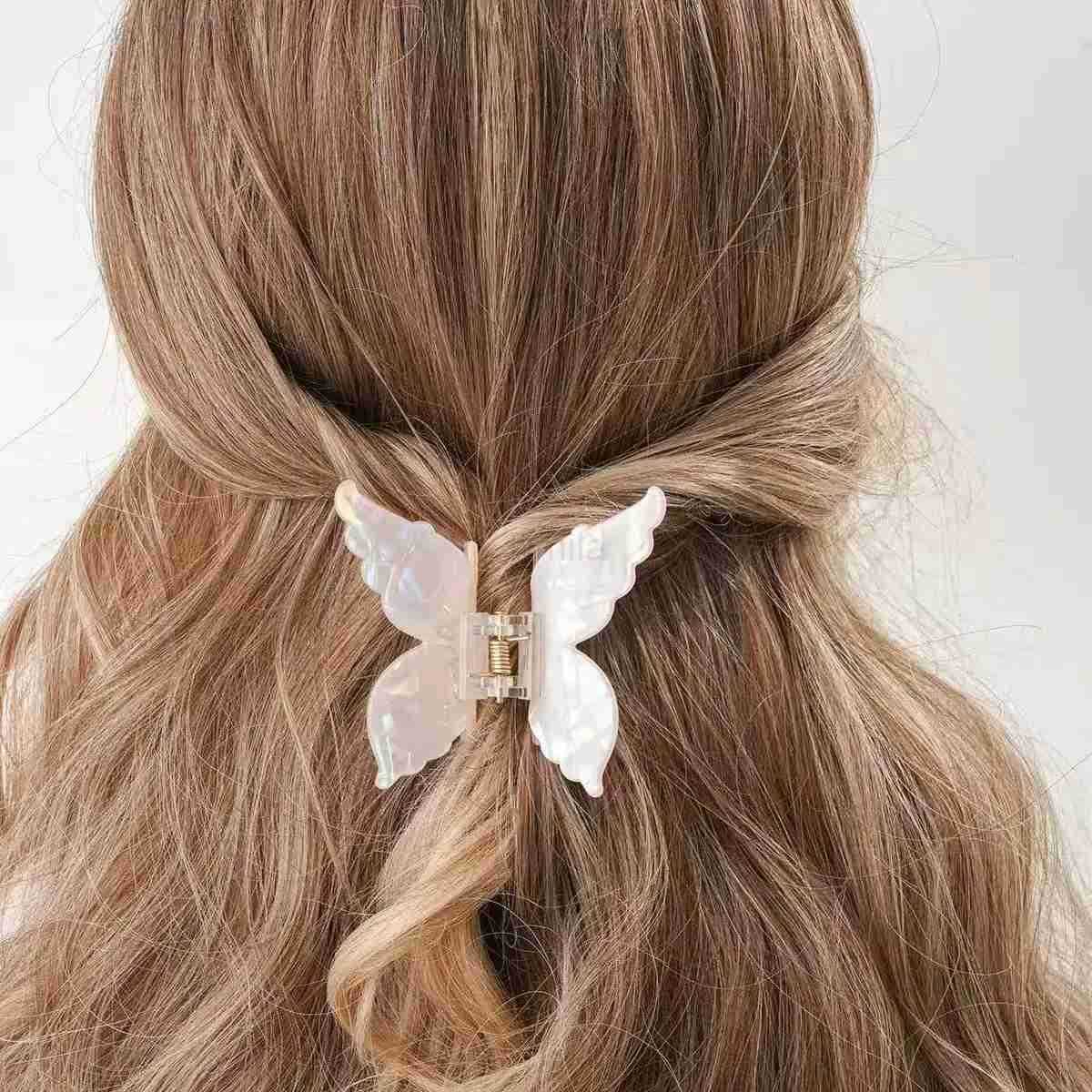 Super Fairy Three-Dimensional Butterfly Half-Tied Hair Back Of The Head Acetate Hair Clip Accessories For Women U250807