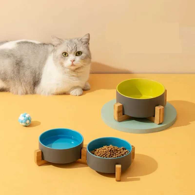 Cute Ceramic Bowl Dog Feeding Pet Feeder Goods for Cats Puppy Food Water Container Storage Waterer Accessories Cat Supplies Y250806