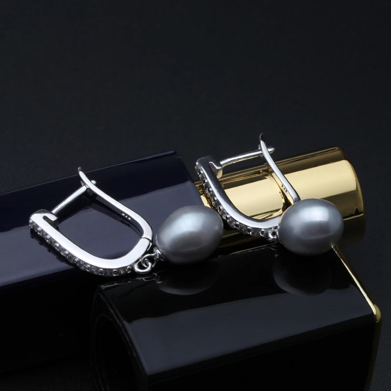 Real Black Natural Pearl Earrings WomanBridal 925 Sterling Silver Freshwater Pearl Drop Earrings Wife Mother Birthday Gift Pink 250805