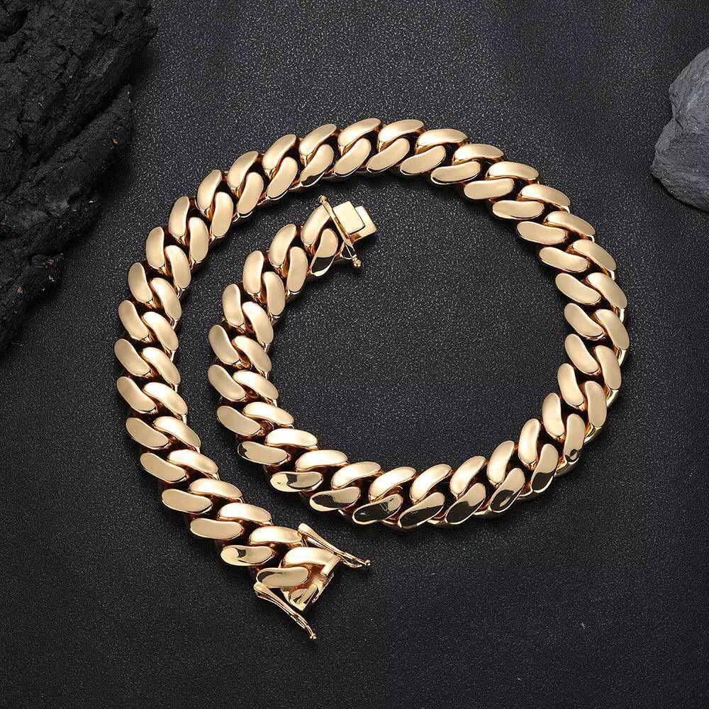 Hip Hop Style 10-22mm Personalized Custom Cuban Link Chain Fine Jewelry for Men 18k Gold Plated Cuban Chain Necklace