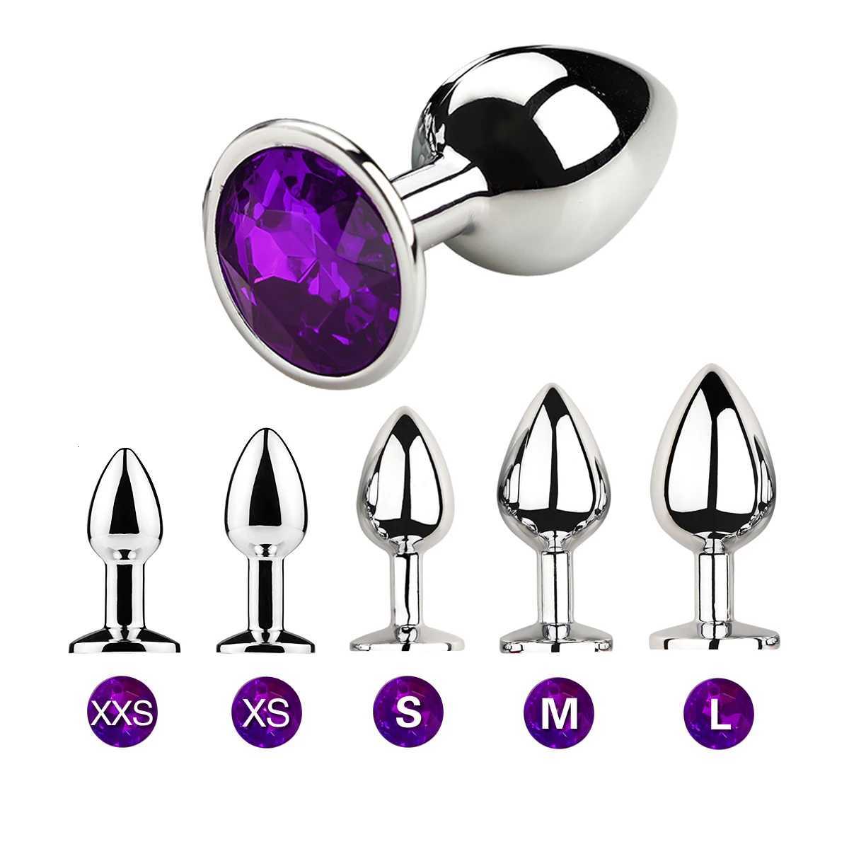 5 Sizes Metal Anal Plug With Gem Base Beginner To Expert Butt Plug G-Point Massage Dildos Female/Male Couples Adult Sex Toys W250807