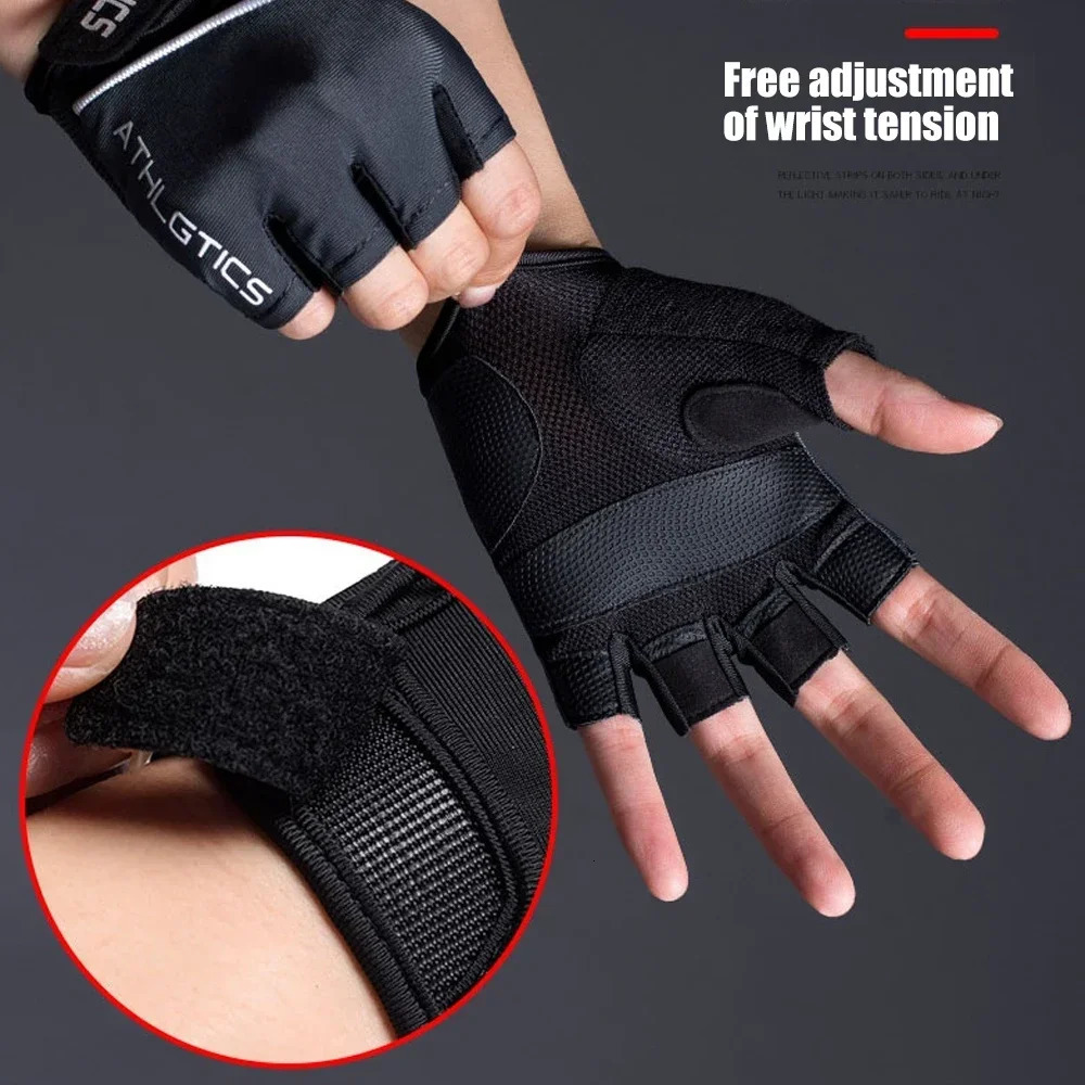 1Pair Breathable Cycling Gloves Workout Gym for Men Women Weight Lifting Fingerless Training Exercise Fitness 250729