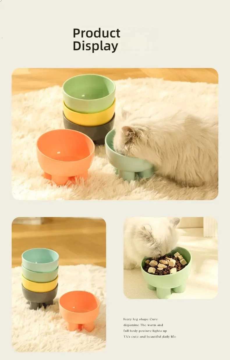 Macaron Elephant Leg Neck Protector Bowl Cat Food Basin Cat Bowl Anti-knock Pet Bowl Food Utensils Cat Food Bowl Y250806