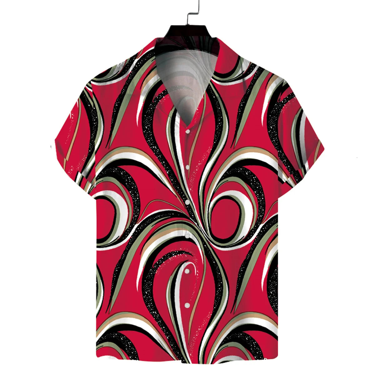 Mens leisure fashion Hawaiian shirt mens short sleeve personalized printed Cuban collar 250807