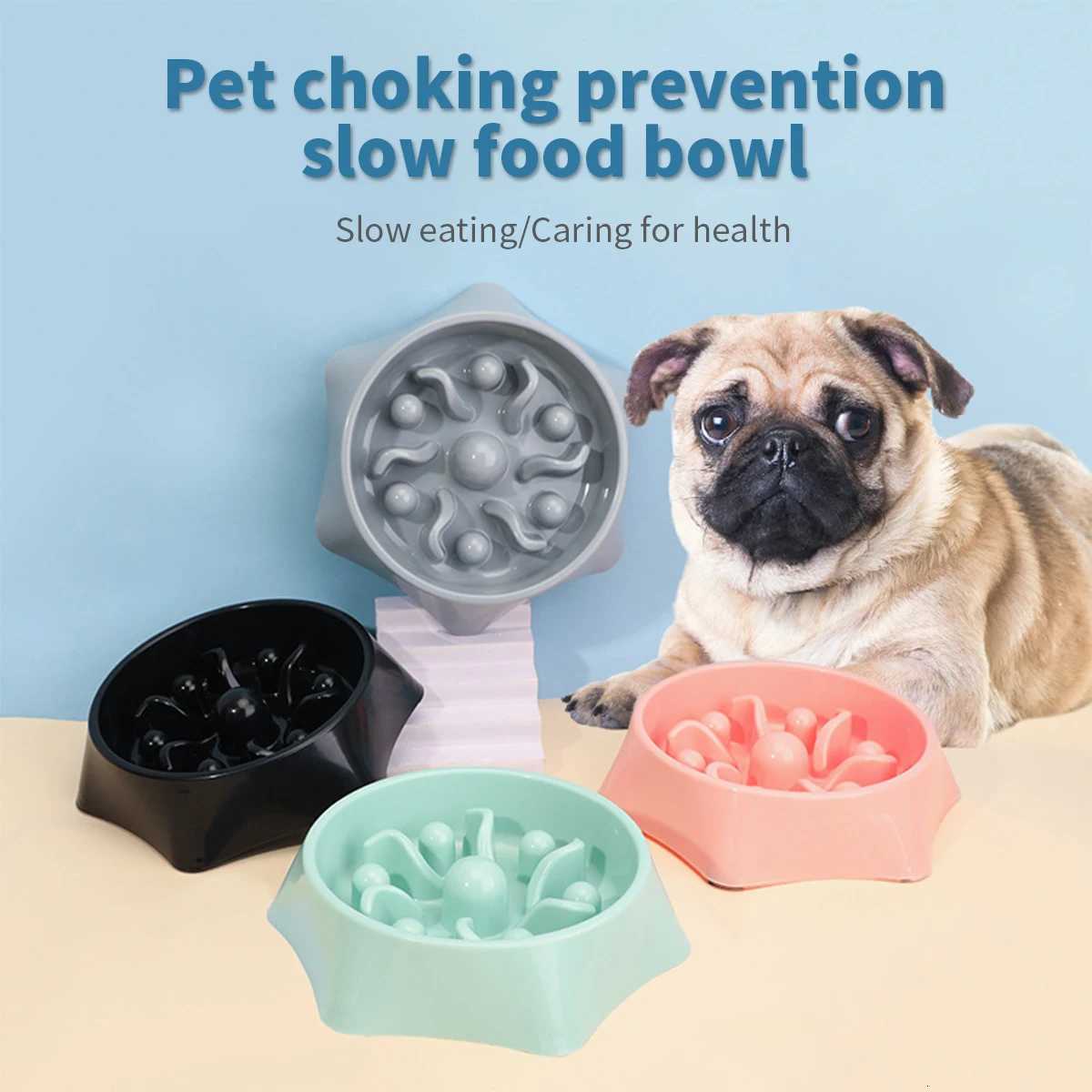 A dog slow food bowl dog bowl anti-knockover pet supplies small dog anti-choking feeding dog food bowl cat food bowl Y250806