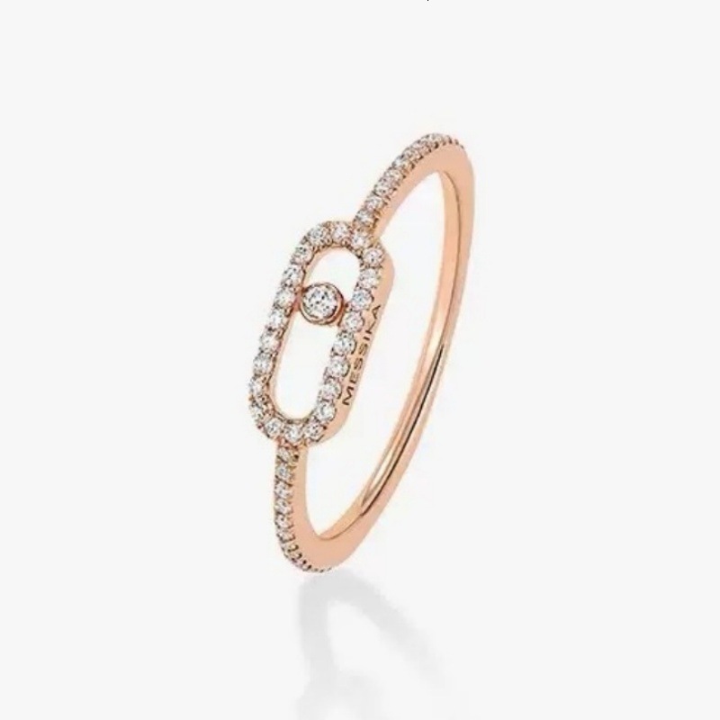Designer Jewelry Meijia Single Diamond Sliding Ring with Diamond 18k Plated Simple Ins Design Light Luxury Fashion Versatile