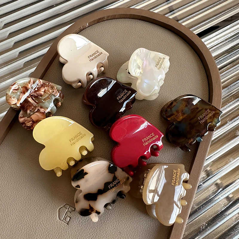 3.5cm Small Hair Claw Acetate Hair Crabs for Girls Cute Heart Shaped Hair Clips Women Hair Accessories U250807