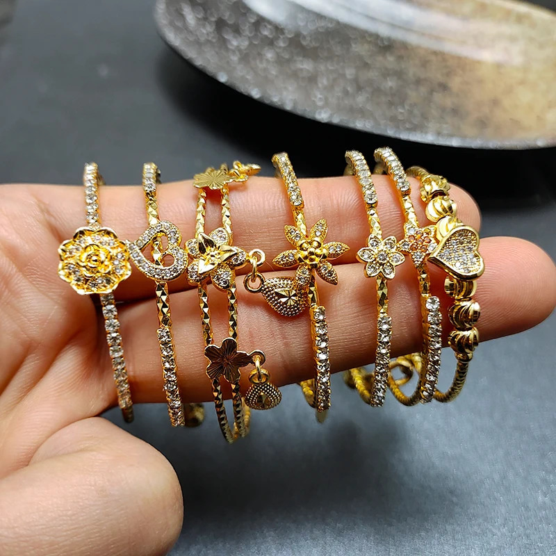 20 Styles Dubai Gold Color Baby Bangles For Kids Baby Promotion Sale Child Birthday Gifts ChildrenS Bracelets 250805