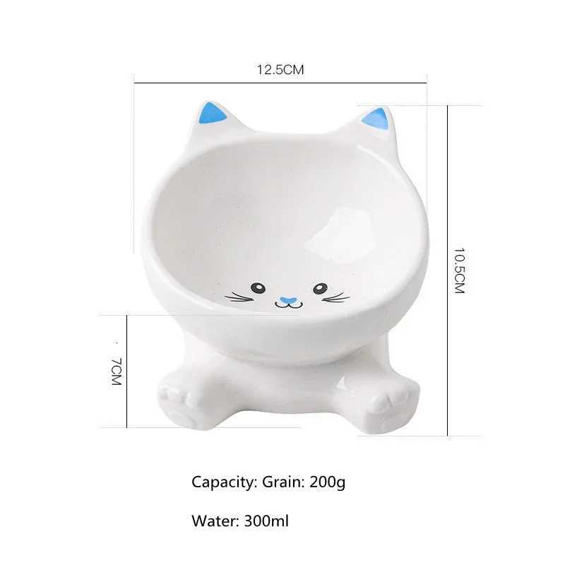 Fashion Ceramic Dog Bowl Non Slip High Foot Elevated Pet Feeder Dish for Puppy Cat Food Water Cartoon Pattern Pet Supplies Y250806