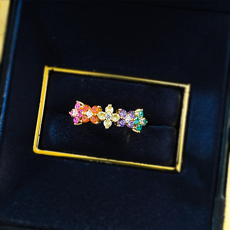 Hui Zhi Wing Jewelry Same S Silver Dopamine Color Camouflage Ring Light Luxury Fashion Style