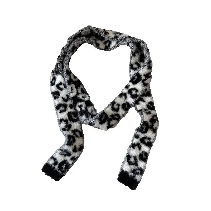 Striped Plush Scarf Womens Niche Sense Spice Girl Versatile Decoration Korean Version Thin and Narrow Long Scarf 250806
