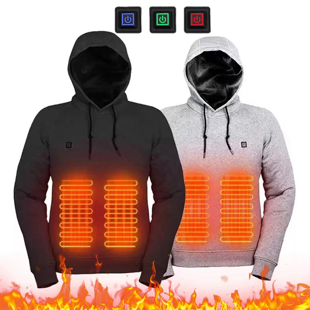 USB Heating Sweaters Hoodies Winter Warm Heated Clothes Long Sleeve Streetwear Loose Coats Heat Jacket Sportswear for Camping 250806