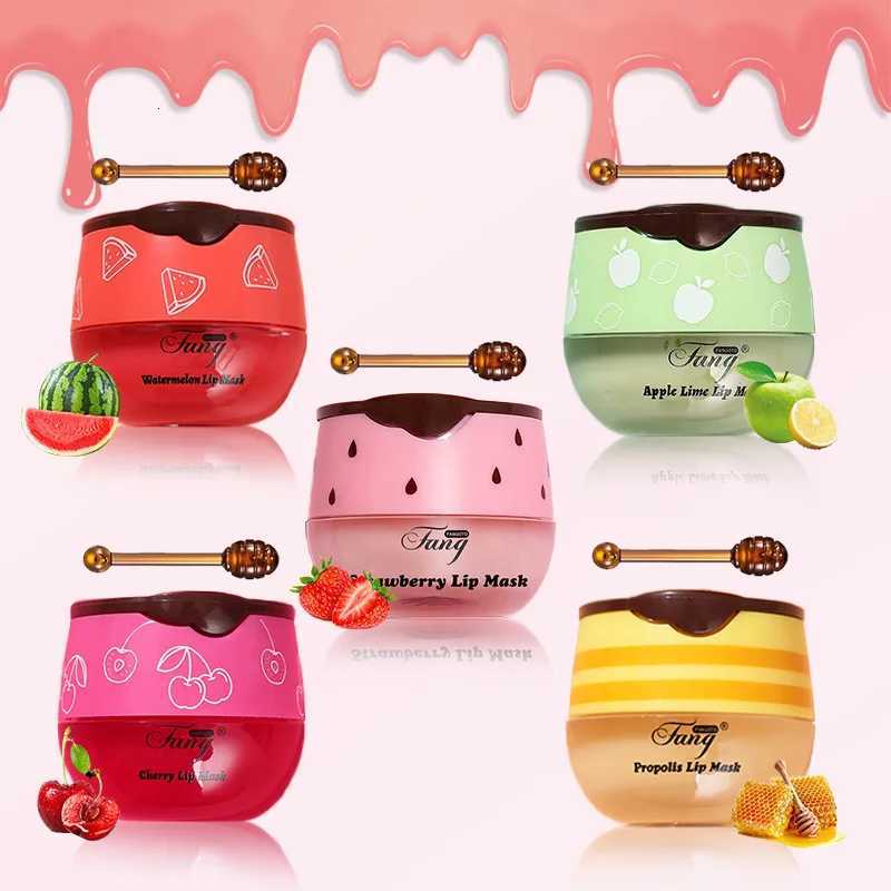 5.5g Lip Sleep Mask Night Sleep Maintenance Moisturizing Lip Gloss Bleach Cream Nourishing Lip Care Strawberry HoneyXJ250807