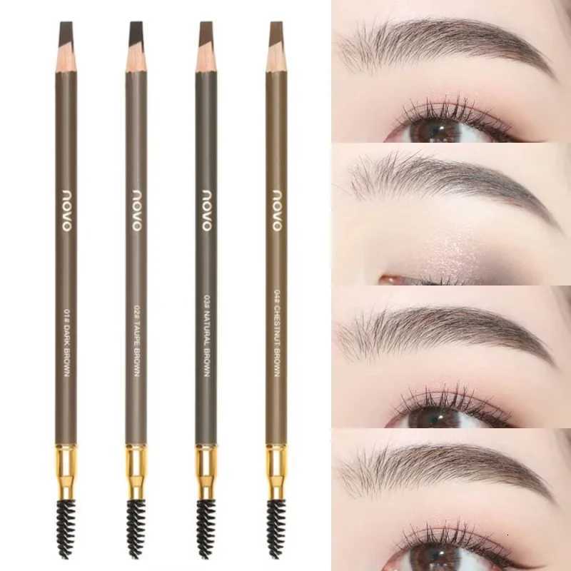 Wild Line Eyebrow Pencil High Quality Pull Eyebrow Pencil Waterproof Hard Core Flat Head Pencil White Black Leather Makeup Pen W250807