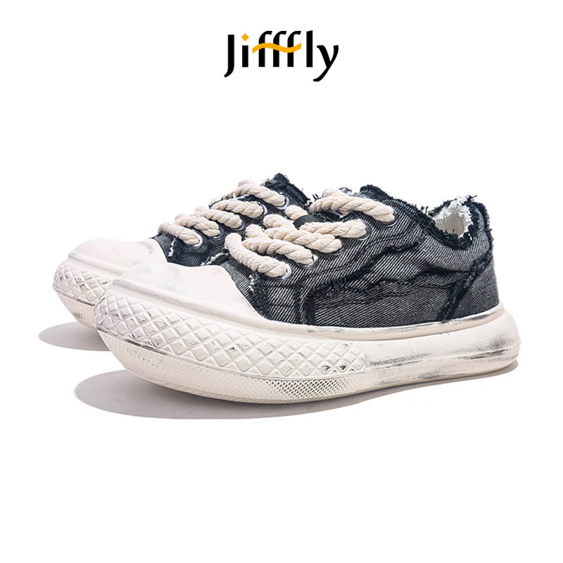 Jifffly Men's Canvas Shoes - Thick Sole Casual Sneakers for Couples