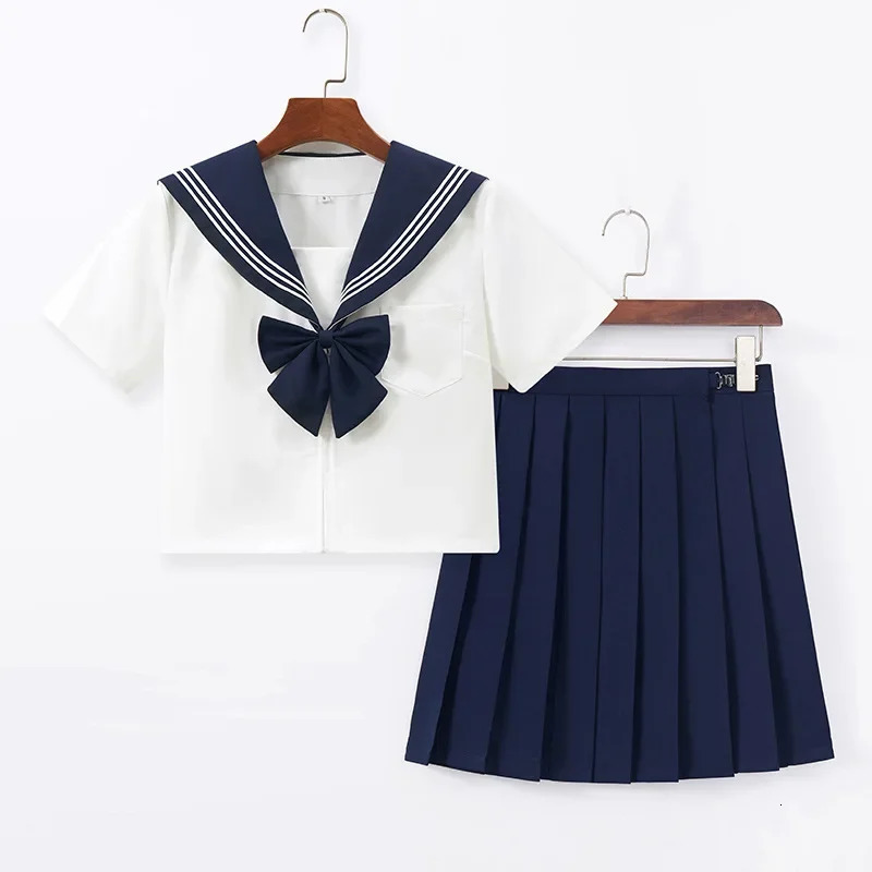 Girls School Uniform Jk Sailor Suit with Tie Three Basic Womens Skirt Outfit for Students 250729