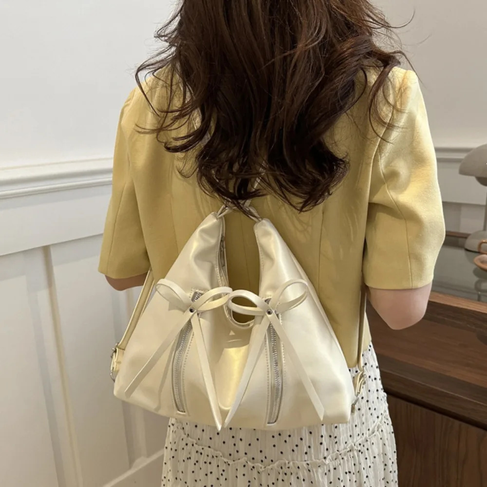 Large Capacity Shoulder Bag Casual PU Leather Tote Bag Bowknot Retro Underarm Bag Sexy Messenger Bag 250731