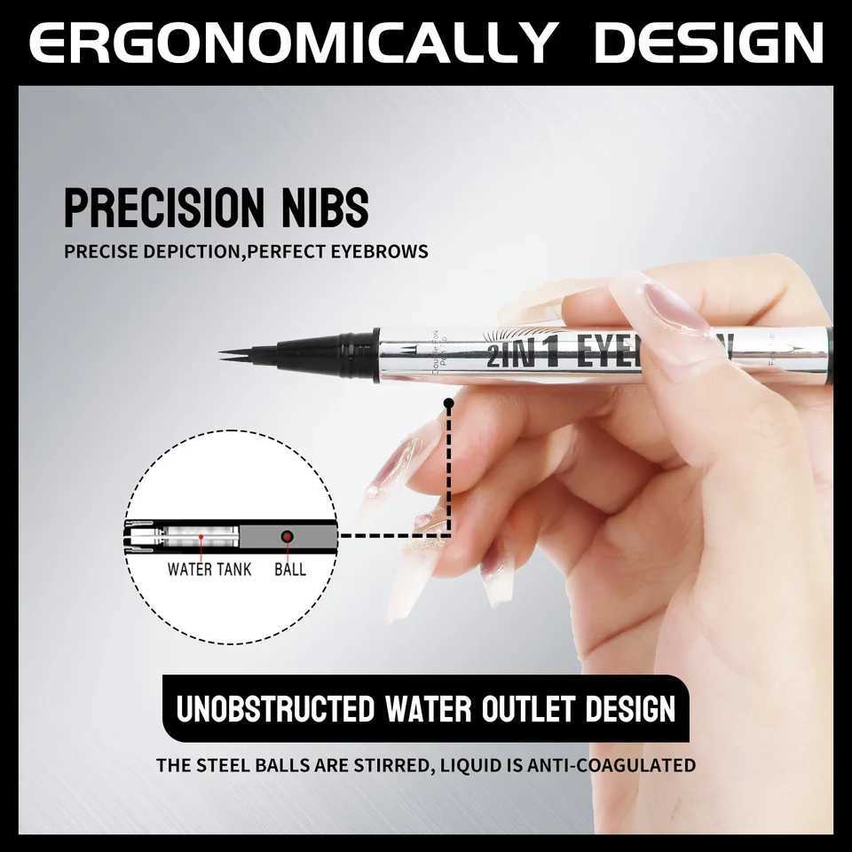 Waterproof Sweat-Prove Double-Ended Brow Pencil 2-in-1 Natural Look Eyebrow Definition Fill Shape Long-Lasting W250807