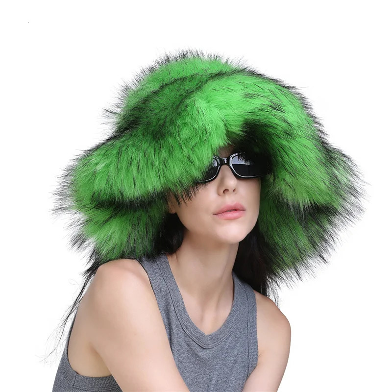 Fluffy Faux Fur Fisherman Hat For Women Winter Hats Plush Ear Protection Cap Windproof Warm Female Panama Caps Solid Bucket Hats 250806