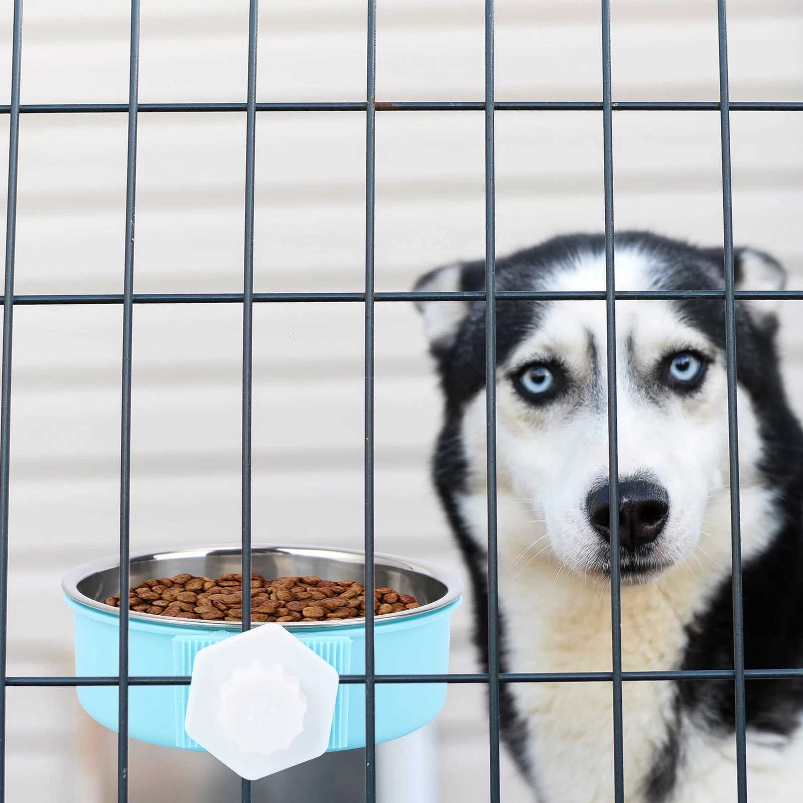 Stainless Steel Dog Bowl Indoor Water Dispenser Feeder Hook on Feeding Crate Bowls Pet Y250806